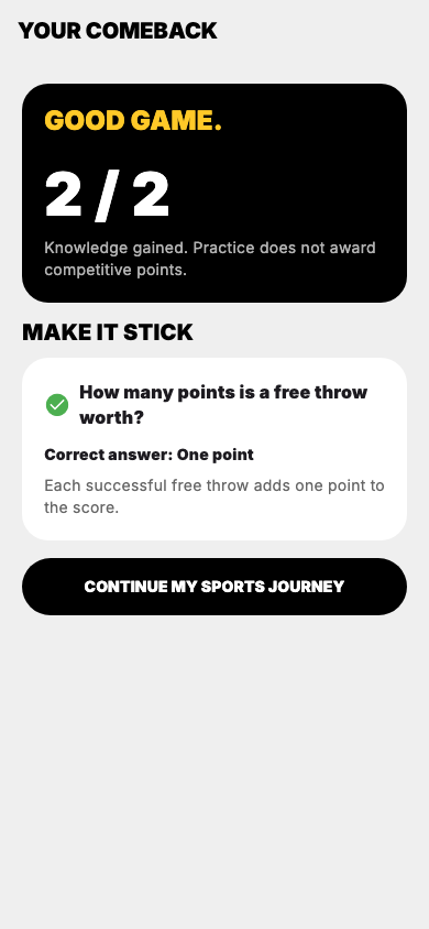 Goatworthy comeback app screen